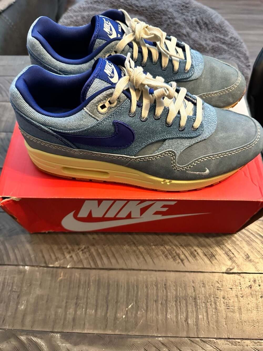 Nike Air Max 1 Premium 'Dirty Denim' (2022) - Mineral Slate/Deep Royal Blue-Lemo